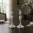 Vintage Web Pewter 8  Candlestick Holders Set 2 Weighted Matte Finish Colonial