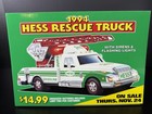 1994 Hess Fire Rescue Truck Store Display Tent Sign Gas Advertising Rare Vtg
