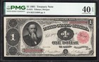 1891  1 Treasury Note  stanton  Pmg 40 Epq Fr 351 I24989