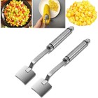2pc Corn Peeler Stainless Steel Corn Cob Stripping Tool W  Hook Long Handle Corn
