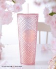 2022 China Starbucks Sakura Pink Diamond Jeweled Studded 24oz Tumbler Straw Cup