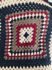 New Handmade Crocheted Afghan Throw Granny Sq Red Blk Brn White Approx 52    Sq