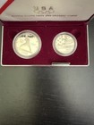 1992 Us Mint Olympic Commemorative 2 Coin Proof Set - Silver Dollar   Clad Half