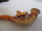 1900 s German  Meerschaum Pair Carved Horses Tobacco Pipe  Stem Replaced