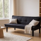 63 2 Inch Futon Sofa Bed Convertible Adjustable Backrest Faux Suede Indoor New