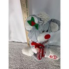 Vintage 1987 Fisher Price Puffalump Christmas Mouse Plush 8016 Candy Cane Gray