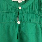 Loft Popover Top Tunic Womens Ps Petite Kelly Green Button Long Sleev Ruffle New