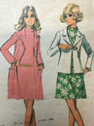 Vntg 1960s Pattern Mock Neck Mini Dress Long Coat Jacket Mccalls 2236 Sz14 B36