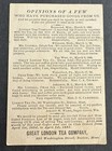 Vintage Trade Card  Opinions Of A Few   Great London Tea Company   Boston  Ma