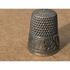 Antique Victorian Thimble Embossed Floral Roses Band Engraved Monogram Unmarked