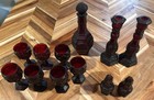 Vintage Cape Cod Avon Glass  Candlesticks  Decanter And Salt  pepper Shakers Set