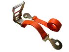 8pc Car Tie Down Hauling Straps 4 Snap Hook Ratchet Straps 4 Axle Straps Orange