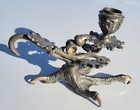Antique Meriden Candle Holder Candlestick Claw Foot Base Quadruple Plate