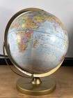 Vintage Replogle World Nation Series 12    Globe Brass Tone Stand Made In Usa