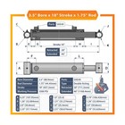 3 5x18 Hydraulic Cylinder - Double Acting Welded Cross Tube Hydraulic Cylinde   