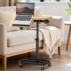 Rolling Overbed Laptop Desk Adjustable Height Tilt Table With Wheels