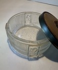 Vintage Art Deco Glass Vanity Make Up Powder Jars With Metal Lid