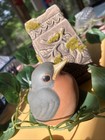 Vintage Nicodemus Ferro-stone Robin Bird  Pottery Figure 1970s Folk Art Dec