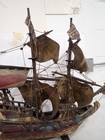 Vintage Wooden Hand Made Sailing Ship Galleon Santa Maria