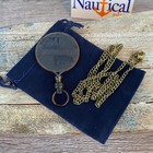 Antique Finish Brass Magnifying Glass W  Chain  Round Magnifier  Monocle Pendant