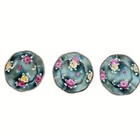 Antique Nippon Plates Set Of 3 Hand Painted Roses Green 6 25 Inch Floral Japan
