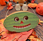 Halloween Folk Watermelon Face Handpainted Antique Vtg Style Lantern Double Side