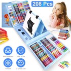 208pc Art Supplies Drawing Art Kit For Kids Art Set W double Sided Trifold Easel