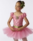 Ballet Costume Rose Tafetta Puff Sleeve Sash  70 Retail Attached Tutu Wolff 