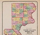 1871  Illinois  Map Saline - Gallatin - Hardin - Pope - Massac - Original