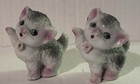 2 Vintage Japan Kitschy Sugar Glazed Kitty Cat Porcelain Figurines Collectible