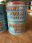 Set Of 4 Vintage Maxwell House Coffee Cans Empty With Lids From 1950s Blue 