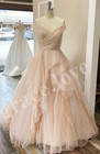 Blush Pink Wedding Dresses Off The Shoulder Beach Ruffles Boho Bridal Gowns