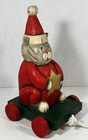 Vintage Wood Cat Santa Pull Toy Christmas 11  Primitive Folk Art Style