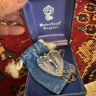 Waterford Crystal Heart Pendant With 925 Sterling Silver Necklace W box   Pouch