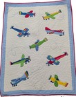 Pottery Barn Kids In Flight Airplane Crib Toddler Quilt   Matching Throw Pillow 