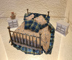 Vintage Dollhouse Miniature Dressed Cottage Brass Bed Lot - 1 12 Scale