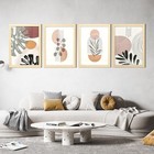  Framed Boho Wall Art Set Of 4 For Wood Aesthetic Wall Decor For Living Room 