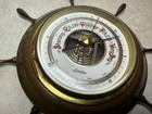 Vintage Maritime Nautical Aneroid Barometer Wood   Brass Made In West Germany