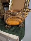 Vintage Filigree Jewelry Casket Trinket Box Beveled Glass