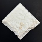 Silk Monogram P Wedding Handkerchief Bride Embroidered Vtg Cottage Core Granny