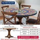 Round Tablecloth Waterproof Boho Fitted Vinyl Table Cloth Summer Fall Outdoor Ci