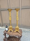 Pair Xxl 37  Brass Neo Gothic Church Candelabras Candlesticks Altar Religious