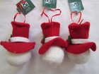 Snowman Ornaments Christmas Felted Snow Face Place   Time 3pc Set New