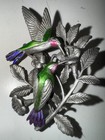 Jj Jonette Hummingbirds Brooch Pin Enameled Flowers Jewelry Silver Pewter 2 