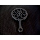 Vintage  Cast Iron Painted Flower circles Footed Trivet 5 5 X 5 5  Collectible
