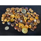 Vintage Button Lot 80  Brown Tan Wood Tagua Nut Mixed Early Plastics 1930-70s
