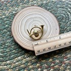 Vintage Gold Tone Equestrian Hunting Horn Riding Helmet Whip Brooch Pin