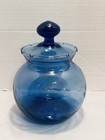 Vintage Empoli Hand Blown Glass Cobalt Blue Apothecary Candy Cotton Ball Jar