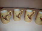 Rare 4 Les Kouba Pheasant Mugs Rosemeade Pottery Nice 