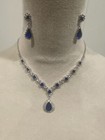 Crystal  Necklace Earrings Jewelry Set Royal Blue